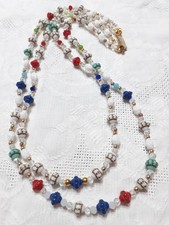 Collana Vintage Due Fili In Vetro Firmata Alexandra Coster