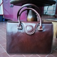 borsa bauletto rigido in pelle marrone vintage anni 70 marca GIUDI rigida borset