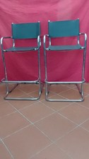 2 SGABELLI DA BAR DESIGN MARCEL BREUER  IN ACCIAIO E CUOIO ANNI 70 VINTAGE
