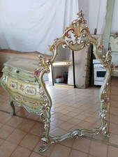 SPECCHIERA-CORNICE LEGNO INTAGLIATA LACCATA E DIPINTA - BAROCCHETTO 1940 EMILIA