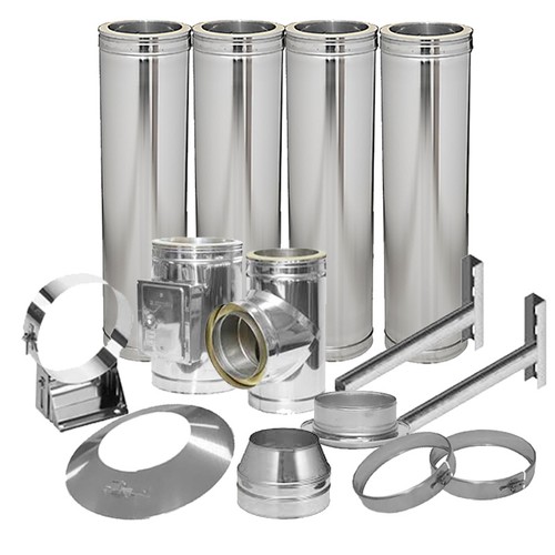 Set canna fumaria acciaio - set,