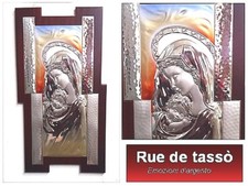 QUADRO CAPOLETTO MADONNA con BIMBO Cm.29x47H LASTRA ARGENTO 925% con COLORE 8157