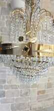  Lampadario da salone 57 x 75 in Swarovski anni 80 placcato in oro