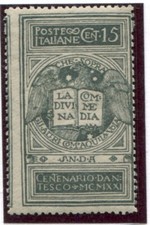 1921 Regno Dante 15 cent. non