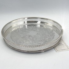 Vassoio in argento sheffield antico rotondo silver plated guantiera da tavola