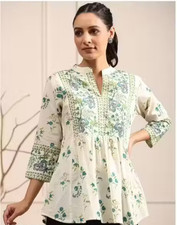 Top tunica donna indiana verde