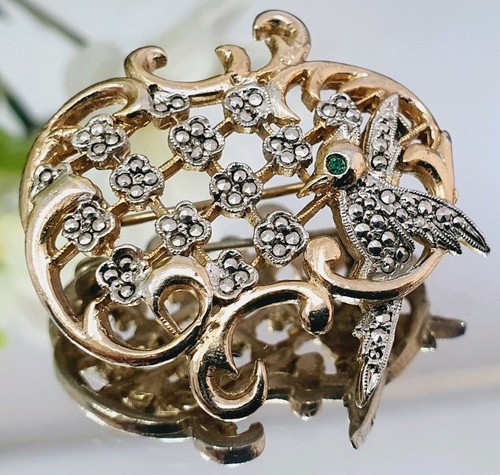 Spilla uccellino marcasite