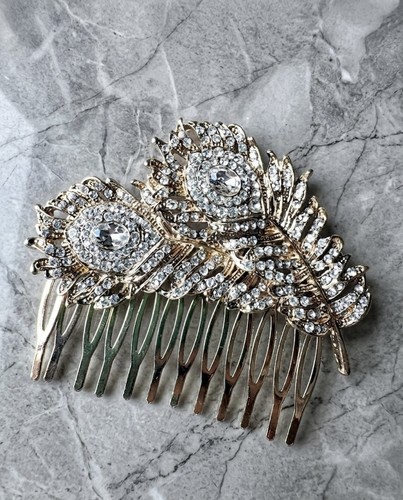 Pettine capelli piuma - , oro