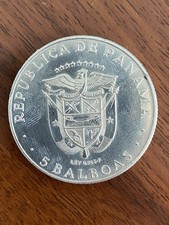 Panama 5 Balboa 1970 Grossa Moneta Argento 0.925