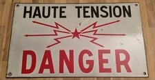 Insegna Cartello Haute Tension Danger Francia 1983 Originale Grande 60x36 Cm ...