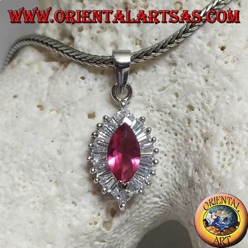 Ciondolo argento 925 rubino - argento, 925‰
