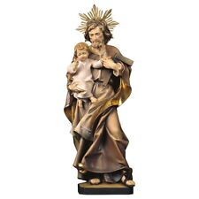 Statua di San Giuseppe con Bambino in Legno della Val Gardena Varie Dimensioni