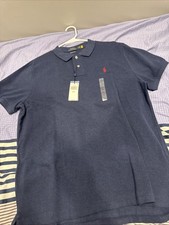 Polo Ralph Lauren uomo slim fit blu nuova con etichetta, taglia XL