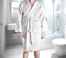 ACCAPPATOIO NIDO D'APE UOMO E DONNA TINTA UNITA 100% COTONE CAPPUCCIO E CINTURA