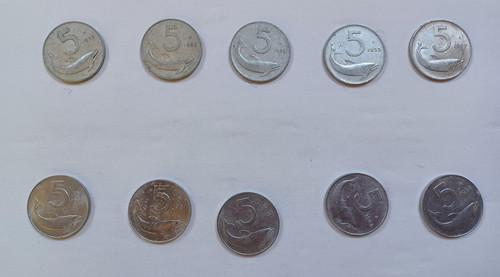 Italia monete lire anni - monete, 5