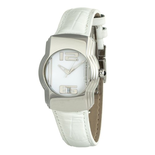 Chronotech white leather watch - white,