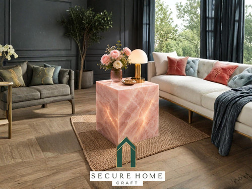 Tavolino cubo marmo - a, rosa