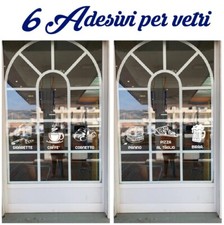 6 adesivi vetri vetrine vetrofanie bar negozio caffè pizza birra ristorante 1043
