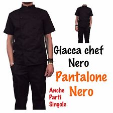 GIACCA CUOCO CHEF NERO MEZZA MANICA PANTALONE NERO CUCINA  ALIMENTARI 