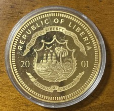 LIBERIA MONETA 10 DOLLARI 2001 INTRODUZIONE ECU GERMANIA ORO INNO NAZIONALE??