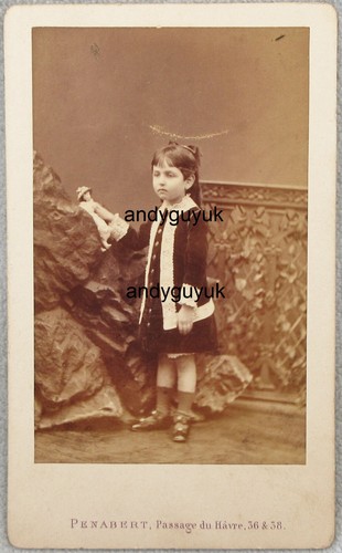 Cdv girl holding doll - holding,