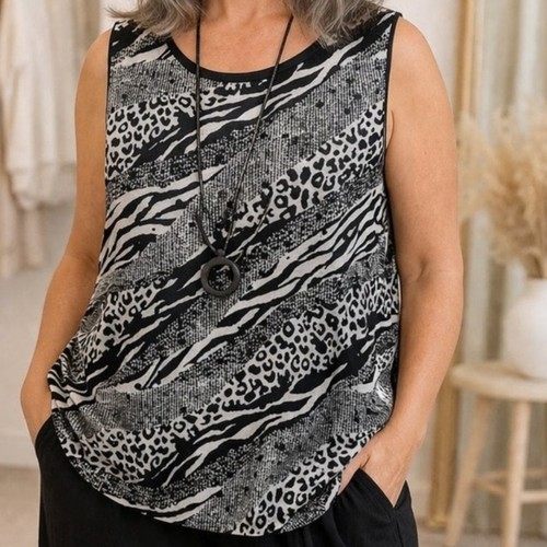 Top animalier senza maniche