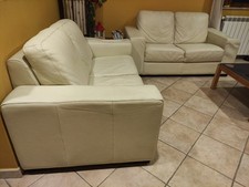 Coppia Di divani In Fior Di Pelle Bianchi Max Qualità