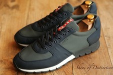 Scarpe da ginnastica Prada blu verde tela sneakers uomo UK 11,5 US 12,5 EU 45,5