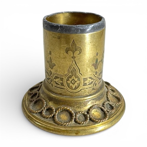 Antique brass trench art - trench, match