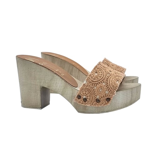 Zoccoli fascia pizzo beige - zoccoli,
