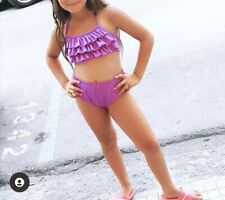 Costume Bikini Bambina 2 Pezzi Viola 10/12 Anni Vita Alta