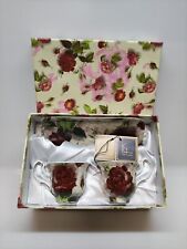 Set 2 Tazze Colazione In Ceramica Con Vassoio Kellegi Fine Porcellana Nuovi Box 