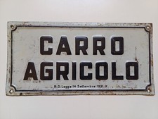 VECCHIA TARGA INSEGNA "CARRO AGRICOLO" IN LAMIERINO ORIGINALE DA COLLEZIONE