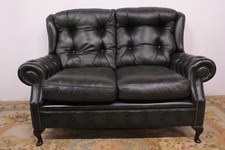 Divano chesterfield chester in pelle originale inglese 2 posti colore verde.