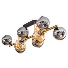 HOFSTEIN Villamare lampada da soffitto in metallo/vetro nero/oro/fumo/ambra