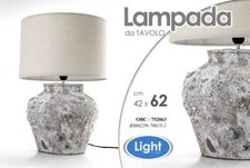 LAMPADA LUMETTO ABAT JOUR TAVOLO COMODINO SCRIVANIA RUSTICO STIL CEMENTO 61*42cm