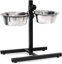 Ciotole Rialzate per Cani in Acciaio, 1,6 L, Hxlxp: 42X46X27 Cm, Supporto Regola