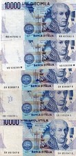 ITALY-ITALIA LOT 5x 10000 LIRE