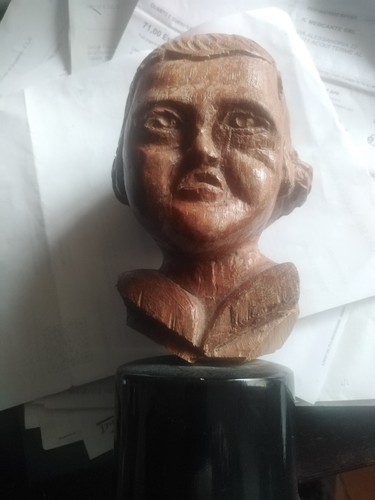 Scultura legno testa - scultura, in