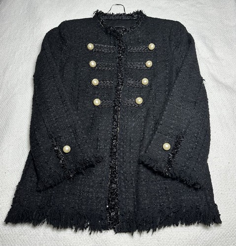 Giacca tweed militare nera - ,