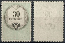 LOMBARDO VENETO 1854 MARCA DA BOLLO c. 30 CALCOGRAFICO NUOVO SENZA GOMMA SASS. 8