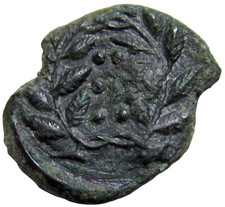 SICILIA, HIMERA. AE HEMILITRON, 420-408 a.C. CORONA NINFA HIMERA/ALLORO.