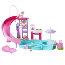 Barbie - Piscina de ensueño - Tobogán y jacuzzi - Más de 20 accesorios - Barbie 