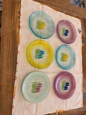 6 Piatti Da Dolce In Vetro Di