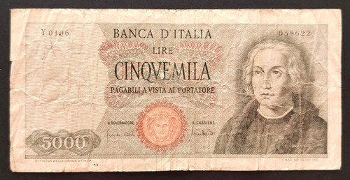 5000 lire colombo tipo - lire, 1°