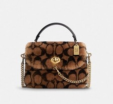 Borsa Coach X Jennifer Lopez Marlie nuova con etichette manico superiore firmata Shearling C6492