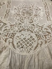 Antico pannello tenda pizzo tamburo francese - grande disegno floreale quadrato 54" x 54'