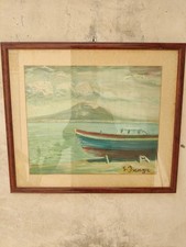 Napoli Quadro A  Olio Marina Veduta Del Vesuvio   Firmato 