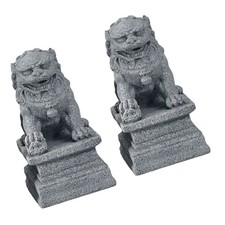 2 Pcs Statue Leone in Pietra