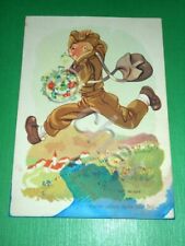 Cartolina Caricatura Satirica Militare  - Vorrei volare dalla mia Bella 1945 ca